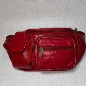Red Patchwork Leather Fanny Pack *Never Used*